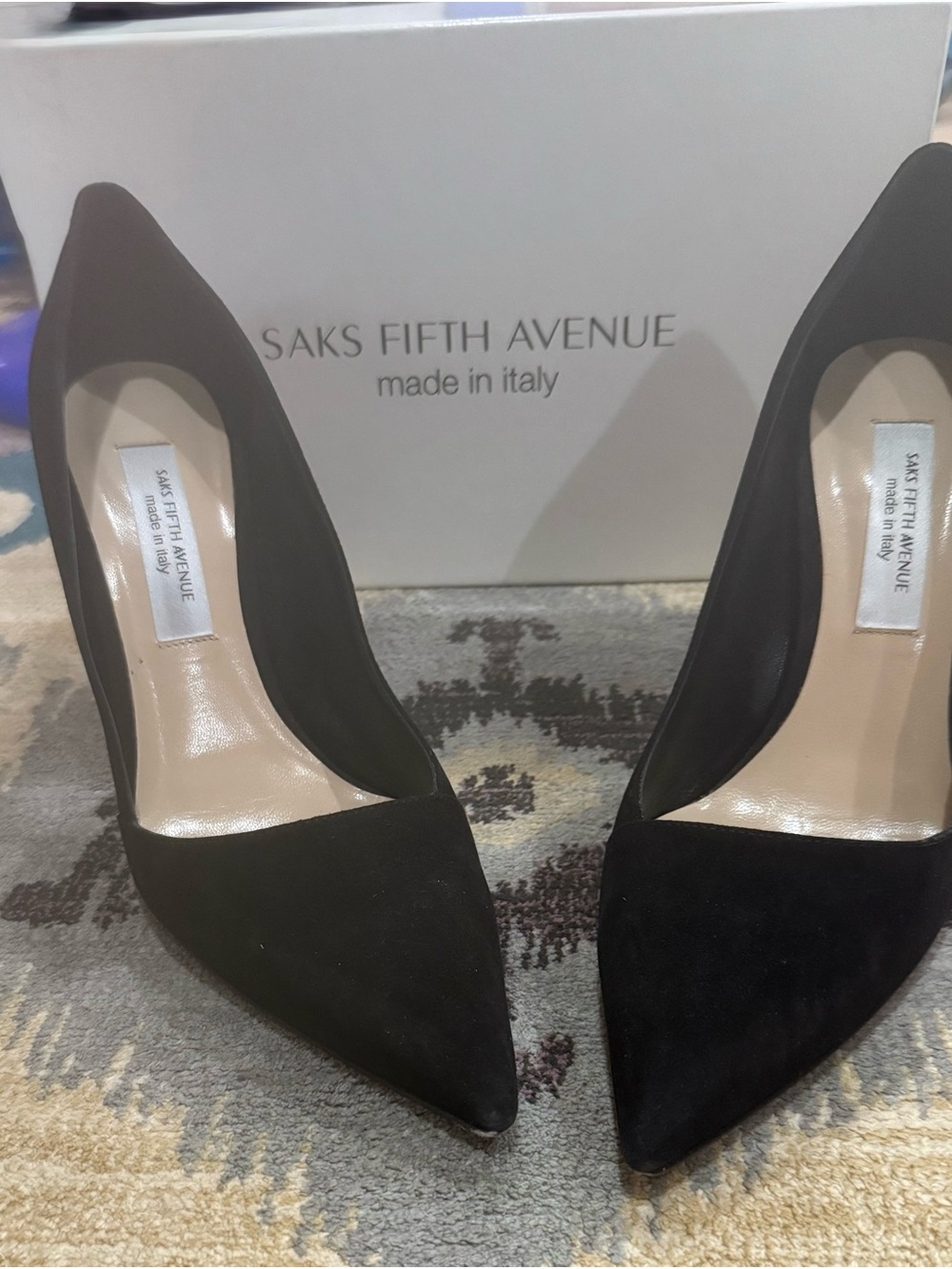 Saks Fifth Avenue Black Suede Pumps